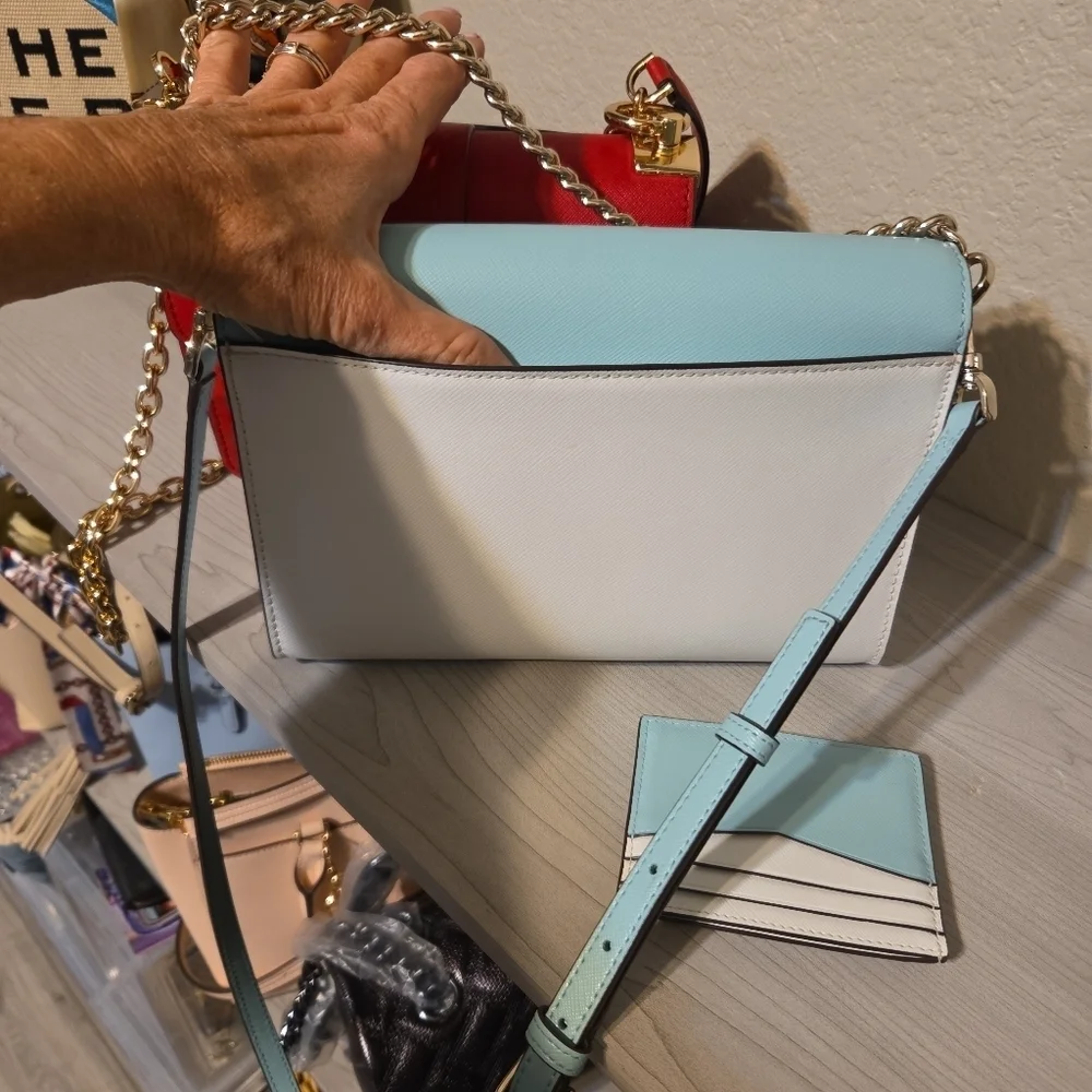 Kate Spade Blue And White Crossbody Bag With Matching Card Wallet. NWOT - Picture 4 of 7